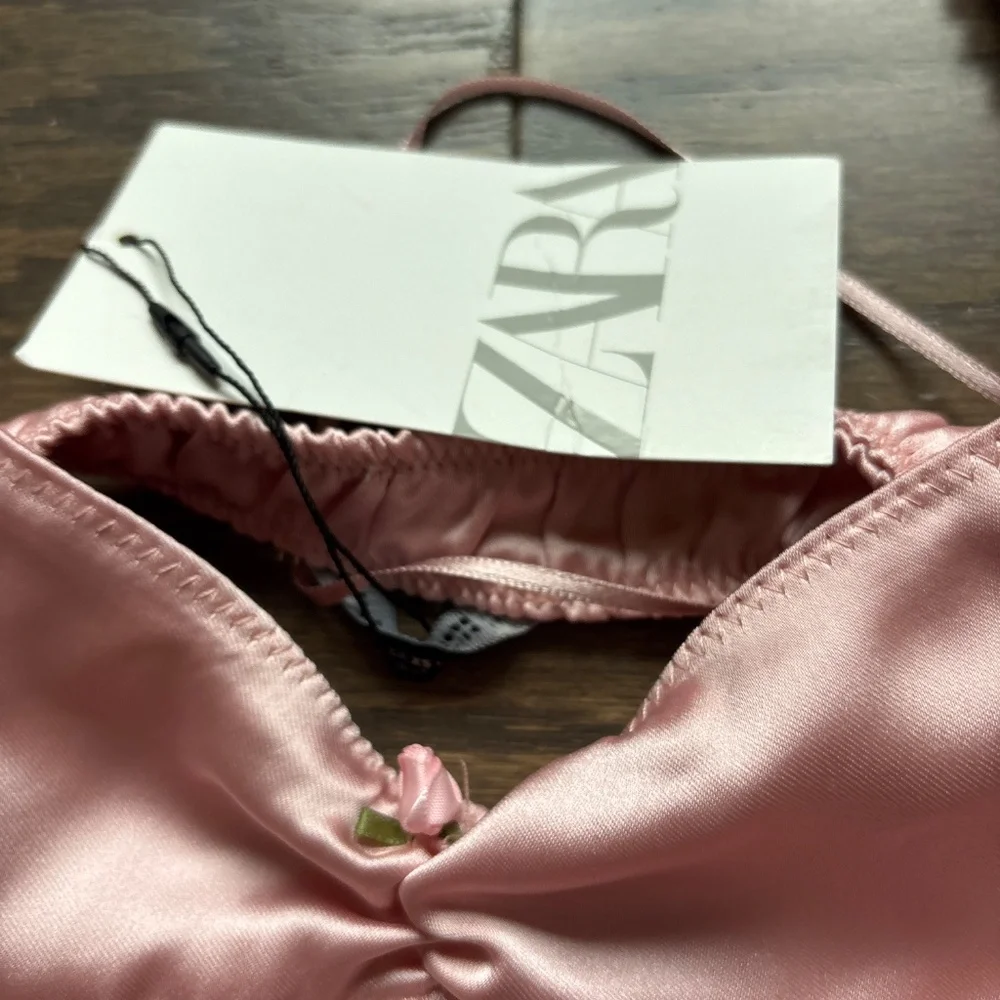 NWT Zara Pink Satin Slip midi Dress - Picture 7 of 11